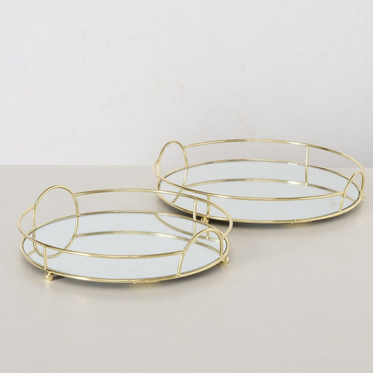 ΔΙΣΚΟΣ Set/2 Romolo ΜΕΤΑΛΛΟ ΚΑΘΡΕΠΤΗΣ ΧΡΥΣΟ D25-28cm H4-6cm