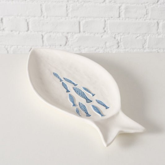 ΠΙΑΤΟ ΨΑΡΙ Pina ΜΠΛΕ ΛΕΥΚΟ 32x15x3cm ΚΕΡΑΜΙΚΟ