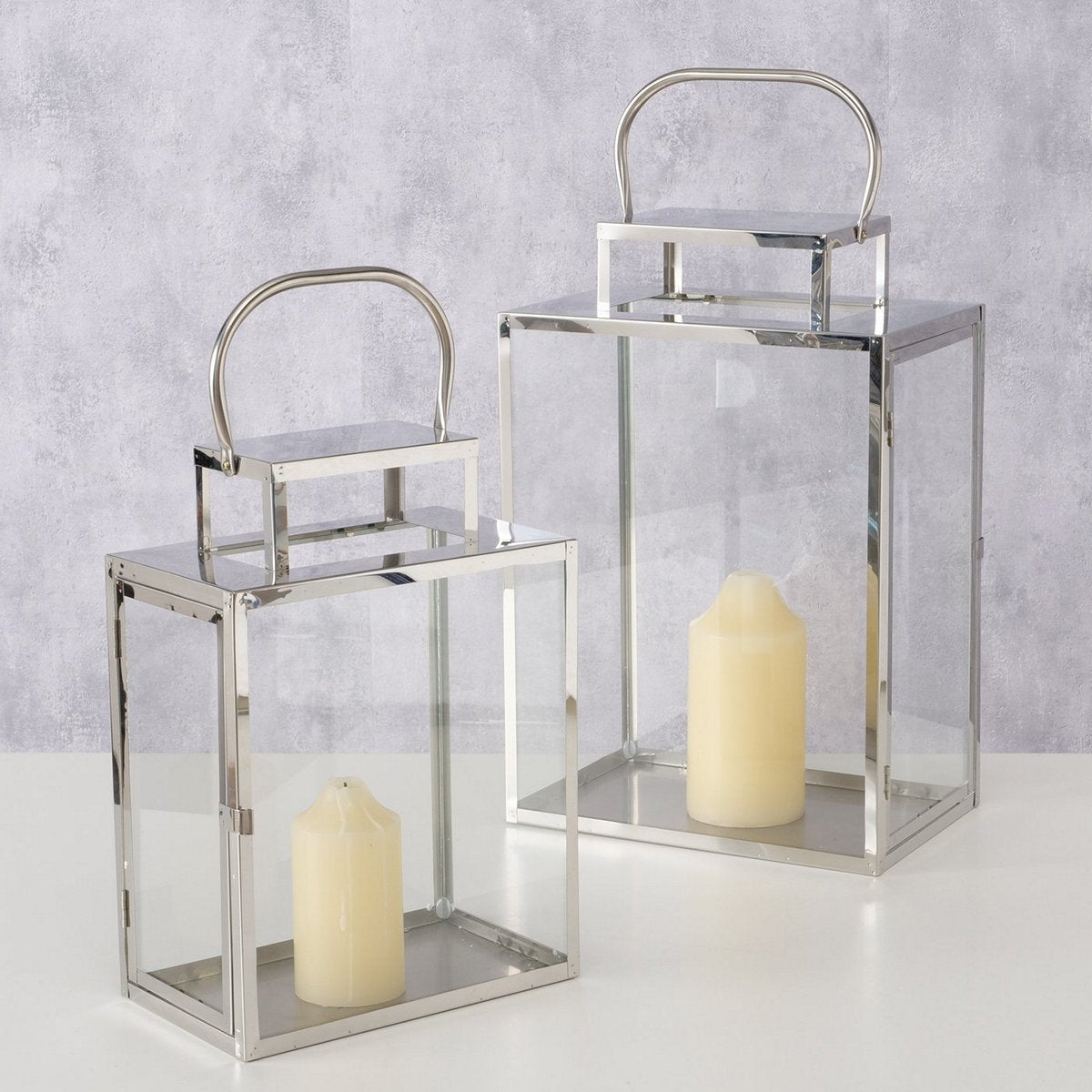 ΦΑΝΑΡΙ Set/2 Jalena Indoor 25x15x35cm 30x20x45cm stainless steel ΑΣΗΜΙ