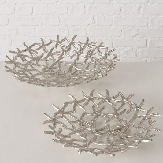 ΜΠΟΛ ΜΕ ΑΣΤΕΡΙΕΣ Merita Set/2 Starfish  H6 / 8cm D34 / 42cm  ΑΣΗΜΙ ΑΛΟΥΜΙΝΙΟ