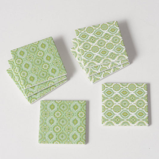 ΣΟΥΒΕΡ 2/ass Set/4 ΣΧΕΔΙΟ ΓΕΩΜΕΤΡΙΚΟ Portofino 10X10cm ΠΡΑΣΙΝΟ ΚΕΡΑΜΙΚΟ