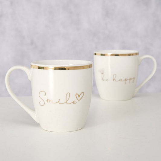 ΚΟΥΠΑ 2/ass Smile/Be happy Davina 400ml ΕΚΡΟΥ ΧΡΥΣΗ ΡΙΓΑ New Bone ΠΟΡΣΕΛΑΝΗ