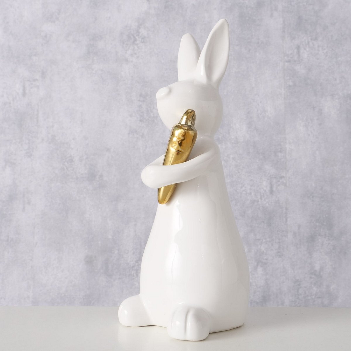 ΛΑΓΟΣ ΦΙΓΟΥΡΑ ΜΕ ΧΡΥΣΟ ΚΑΡΟΤΟ Hopsi 7Χ7Χ17cm ΛΕΥΚΟ ΚΕΡΑΜΙΚΟ