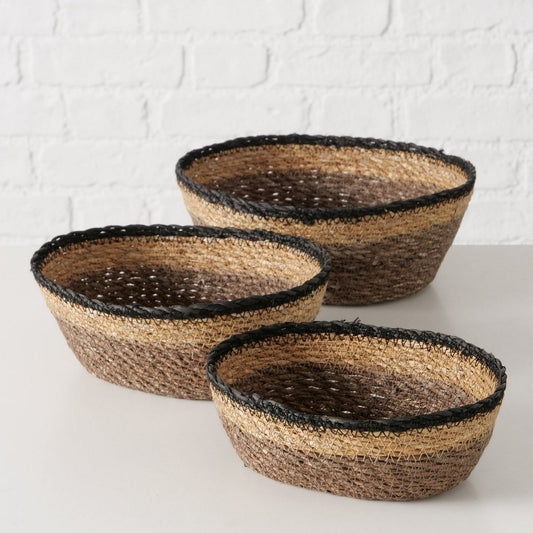 ΚΑΛΑΘΙ Set/3 ΠΛΕΚΤΟ ΟΒΑΛ Babou 20Χ14Χ8cm 23Χ17Χ8cm 25x19x9cm Seagrass