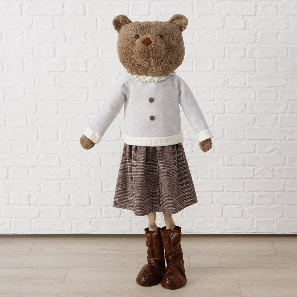 ΑΡΚΟΥΔΟΣ ΚΟΡΙΤΣΙ Teddy 50X30X128cm ΕΚΡΟΥ ΚΑΦΕ ΓΚΡΙ Polyester