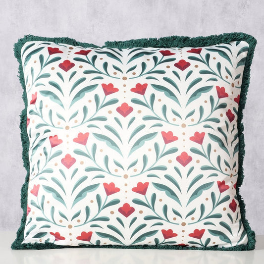 ΜΑΞΙΛΑΡΙ Paris 45X45X12cm Floral ΚΟΚΚΙΝΟ ΠΡΑΣΙΝΟ Polyester