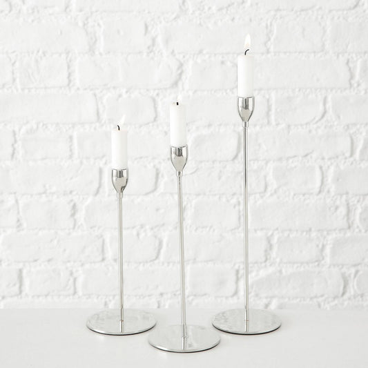 ΚΗΡΟΠΗΓΙΟ Set/3 Malte H23/28/33cm D10cm ΜΕΤΑΛΛΟ ΑΣΗΜΙ