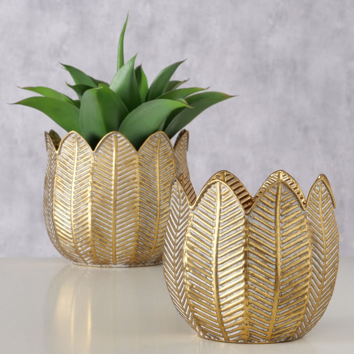 ΚΑΣΠΩ Set/2 H16/19cm D 17/21 cm, ΧΡΥΣΟ ΑΝΤΙΚΕ ΜΕΤΑΛΛΟ Robinson