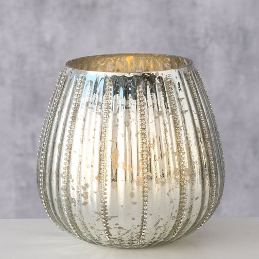 ΚΗΡΟΠΗΓΙΟ ΑΣΗΜΙ ΓΥΑΛΙ Perlene H12,5cm D13cm