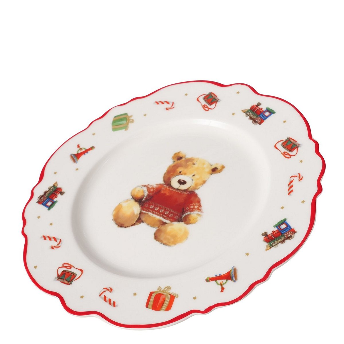 ΠΙΑΤΟ ΑΡΚΟΥΔΑΚΙΑ Bailey  H2cm D20,5cm ΚΑΦΕ ΚΟΚΚΙΝΟ ΛΕΥΚΟ Dishwasher proof New Bone ΠΟΡΣΕΛΑΝΗ