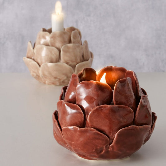 ΚΗΡΟΠΗΓΙΟ ΑΝΘΟΣ 2/ass ΜΠΕΖ ΚΑΦΕ Maleva H10,3cm D13,3cm ΚΕΡΑΜΙΚΟ