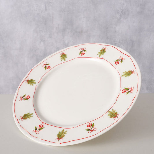 ΠΙΑΤΟ Noelle ΓΚΙ ΜΕ ΕΛΑΤΟ ΚΟΚΚΙΝΟ ΛΕΥΚΟ ΠΡΑΣΙΝΟ Dishwasher proof D21,5cm New Bone