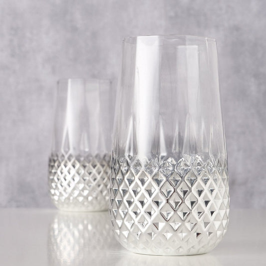 ΠΟΤΗΡΙ ΝΕΡΟΥ 2ΤΕΜ Crystal H15cm D8,5cm ΑΣΗΜΙ ΜΕΤΑΛΛΙΚΟ ΓΥΑΛΙ