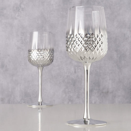ΠΟΤΗΡΙ ΚΡΑΣΙΟΥ 2ΤΕΜ Crystal H22cm D8cm ΑΣΗΜΙ ΜΕΤΑΛΛΙΚΟ ΓΥΑΛΙ          20-26-866