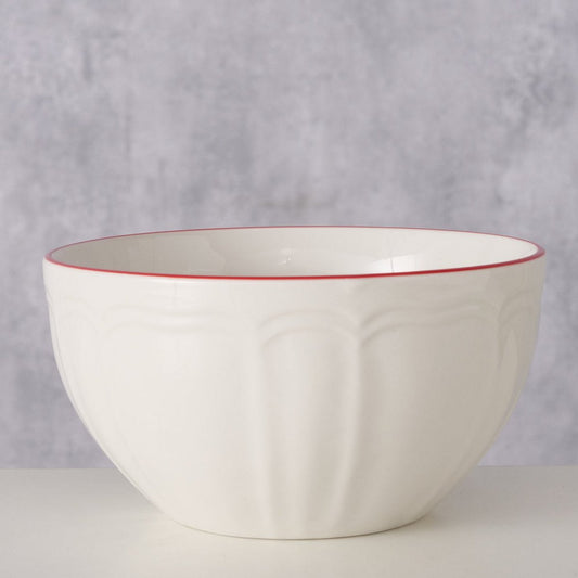 ΜΠΟΛ ΛΕΥΚΟ ΜΕ ΚΟΚΚΙΝΗ ΡΙΓΑ Hedda 600ml H7,5cm D14cm ΠΟΡΣΕΛΑΝΗ