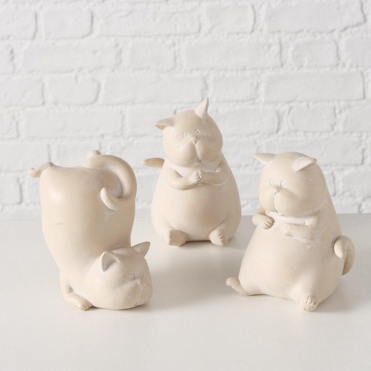 ΓΑΤΑ 3/ass Catty ΕΚΡΟΥ H12,5cm Polyresin