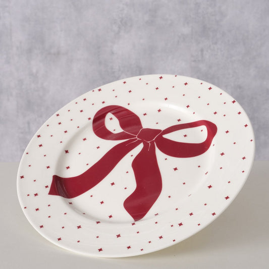 ΠΙΑΤΟ ΛΕΥΚΟ ΠΟΥΑ ΚΟΚΚΙΝΗ ΚΟΡΔΕΛΑ Boucle Dishwasher proof, D21cm New Bone