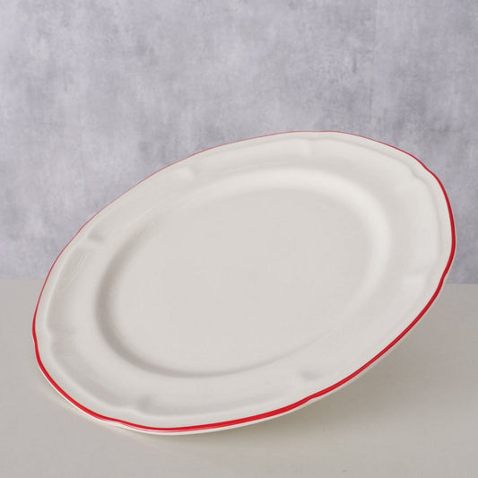 ΠΙΑΤΕΛΑ ΛΕΥΚΟ ΜΕ ΚΟΚΚΙΝΗ ΡΙΓΑ Hedda Dishwasher proof D27cm ΠΟΡΣΕΛΑΝΗ