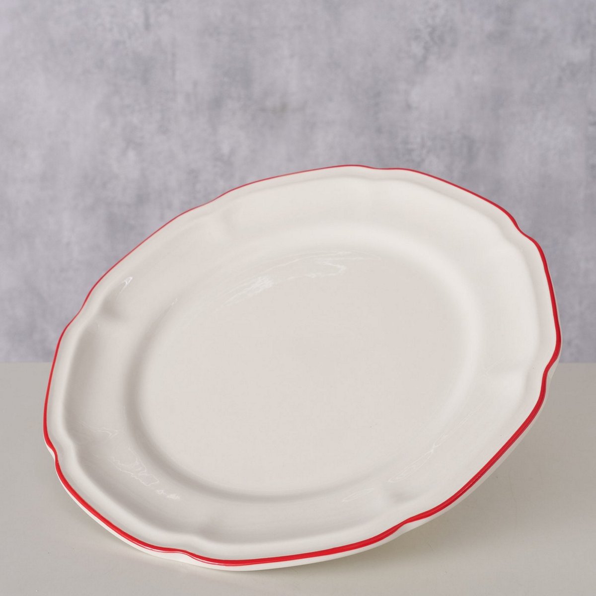 ΠΙΑΤΟ ΛΕΥΚΟ ΜΕ ΚΟΚΚΙΝΗ ΡΙΓΑ Hedda Dishwasher proof D21cm ΠΟΡΣΕΛΑΝΗ