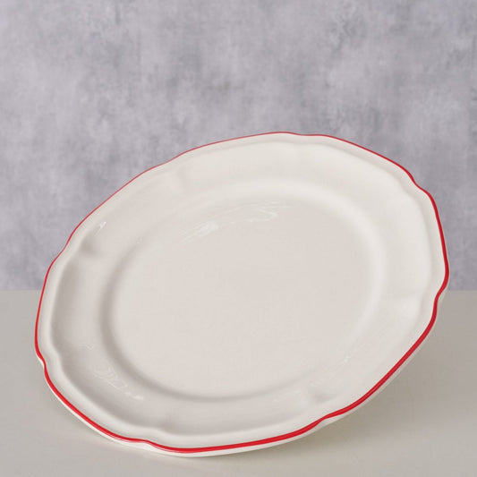 ΠΙΑΤΟ ΛΕΥΚΟ ΜΕ ΚΟΚΚΙΝΗ ΡΙΓΑ Hedda Dishwasher proof D21cm ΠΟΡΣΕΛΑΝΗ