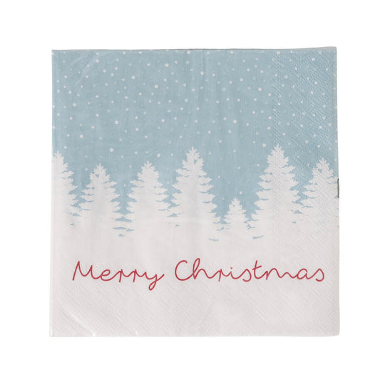 ΧΑΡΤΟΠΕΤΣΕΤΕΣ ΧΙΟΝΙΣΜΕΝΟ ΔΑΣΟΣ Merry Christmas ΓΑΛΑΖΙΟ ΛΕΥΚΟ 20τμχ ΧΑΡΤΙ