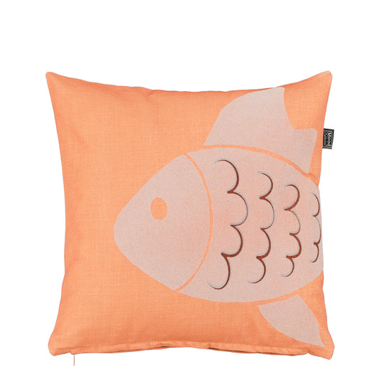 ΜΑΞΙΛΑΡΙ fish ΠΟΡΤΟΚΑΛΙ ΜΕ ΣΧΕΔΙΟ ΨΑΡΙ  - 45x45x10cm cotton