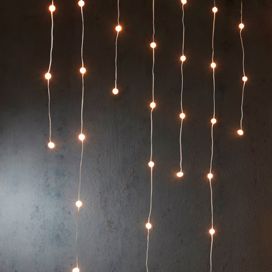 ΦΩΤΑΚΙΑ ΚΟΥΡΤΙΝΑ ΣΥΡΜΑ ΑΣΗΜΙ ΘΕΡΜΟ ΛΕΥΚΟ berry 100led IP44 with timer - L300 h100cm  iron
