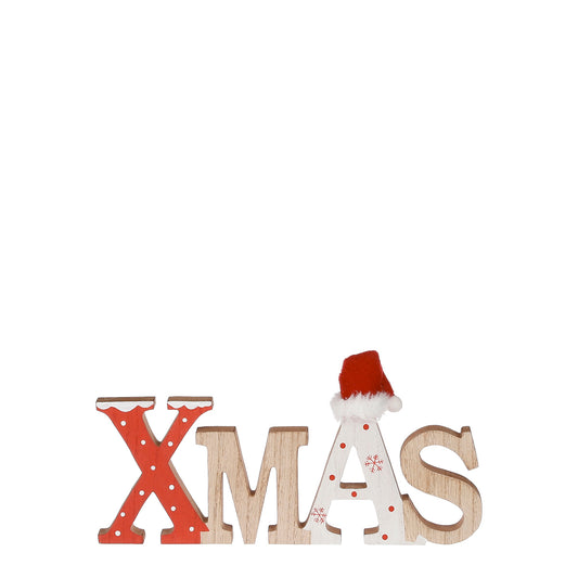 ΕΠΙΓΡΑΦΗ Xmas ΦΥΣΙΚΟ/ΚΟΚΚΙΝΟ - L30 w15 h2,5cm mdf