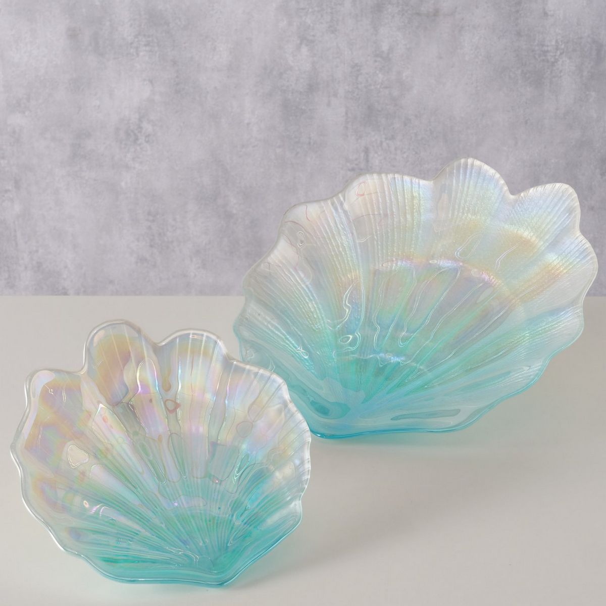 ΠΙΑΤΕΛΑ ΚΟΧΥΛΙ Set/2 Shilla,  ΓΥΑΛΙ lacquered, ΤΙΡΚΟΥΑΖ ΛΕΥΚΟ 20Χ19Χ2cm 29x29x4cm