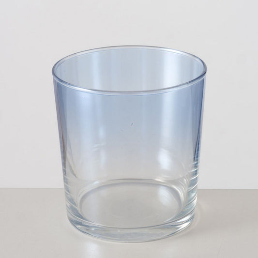 ΠΟΤΗΡΙ ΝΕΡΟΥ Anneta, ΓΥΑΛΙ ΜΠΛΕ ΛΕΥΚΟ lacquered, H9cm D9cm