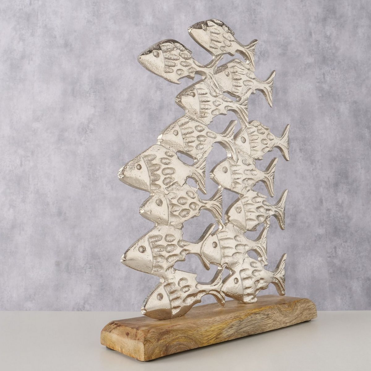 ΨΑΡΙΑ Feodor, ΑΣΗΜΙ ΑΛΟΥΜΙΝΙΟ 18Χ5Χ26cm ΜΕ ΒΑΣΗ ΞΥΛΟ Mango