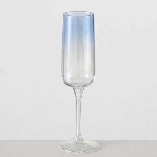 ΠΟΤΗΡΙ ΣΑΜΠΑΝΙΑΣ Anneta, ΓΥΑΛΙ ΜΠΛΕ ΛΕΥΚΟ lacquered, H22cm D6cm