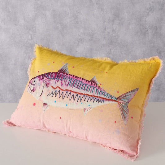 ΜΑΞΙΛΑΡΙ ΨΑΡΙΑ Fino 60Χ40Χ12cm ΜΠΛΕ ΠΟΡΤΟΚΑΛΙ ΡΟΖ Cotton