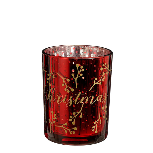 ΚΗΡΟΠΗΓΙΟ xmas berry ΚΟΚΚΙΝΟ H12,5 D10cm  ΓΥΑΛΙ