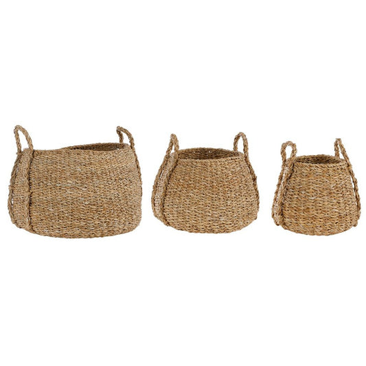 ΚΑΛΑΘΙ Set/3 ΨΑΘΑ ΦΥΣΙΚΟ ΣΤΡΟΓΓΥΛΟ SEAGRASS D20/27/40cm H20/27/40cm