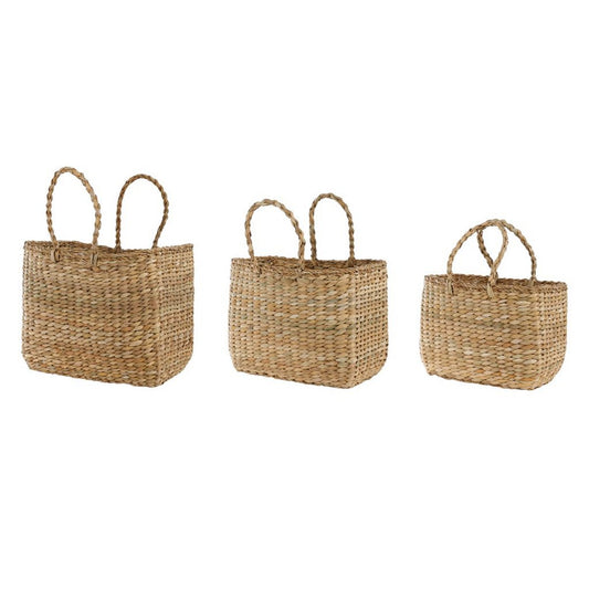 ΚΑΛΑΘΙ Set/3 ΨΑΘΑ ΠΛΕΚΤΟ ΦΥΣΙΚΟ SEAGRASS 35X23X26cm  40x28x30cm  45x32x35cm