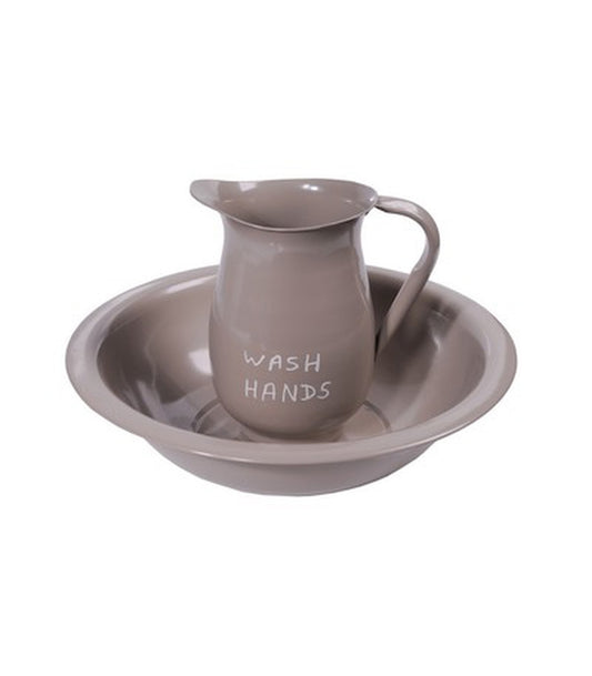 SET/2 TAUPE ΜΕΤ.ΚΑΝΑΤΑ ΜΕ ΛΕΚΑΝΗ D:14X22--D:34,5X8,5 CM