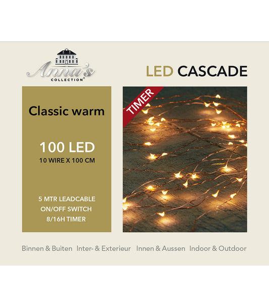 ΦΩΤΑΚΙΑ 100 LED ΔΕΣΜΗ ΣΕ 10 ΣΥΡΜ. ΧΑΛΚΟΥ, 1Μ+5Μ ΚΑΛ. ME ΜΕΤΑΣΧΗΜΑΤΙΣΤΗ