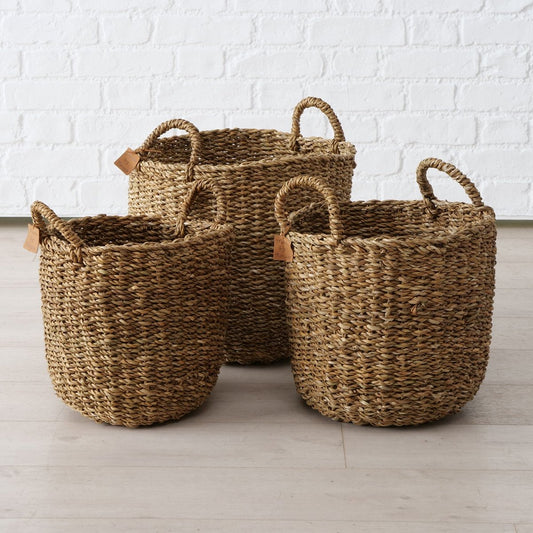 ΚΑΛΑΘΙ ΨΑΘΙΝO Set/3 SOPHY D30-40cm H37-42cm ΦΥΣΙΚΟ Seagrass