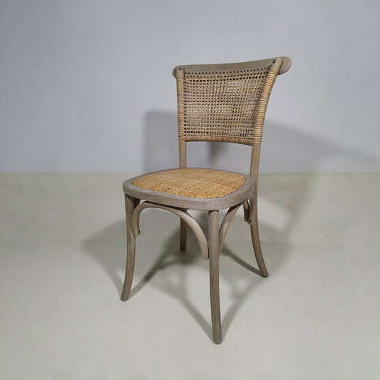 ΚΑΡΕΚΛΑ TOON WOOD ANT.GREY W/RATTAN SEAT /BACK W45xD42xH47/89CM