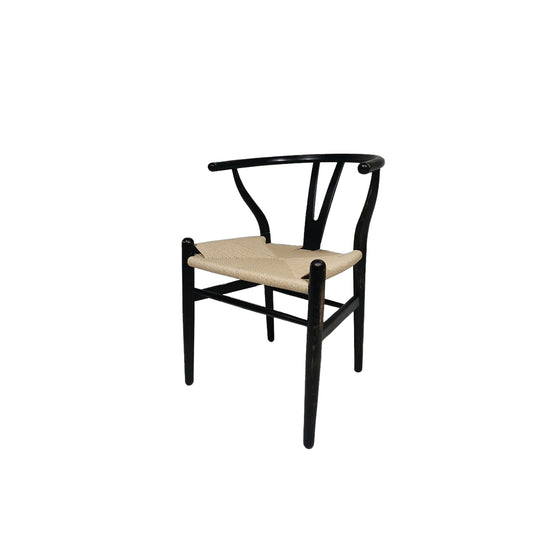 ΚΑΡΕΚΛΑ BEECH WOOD COLOR BLACK W50xD41xH44/77CM NATURAL WHITE ROPE
