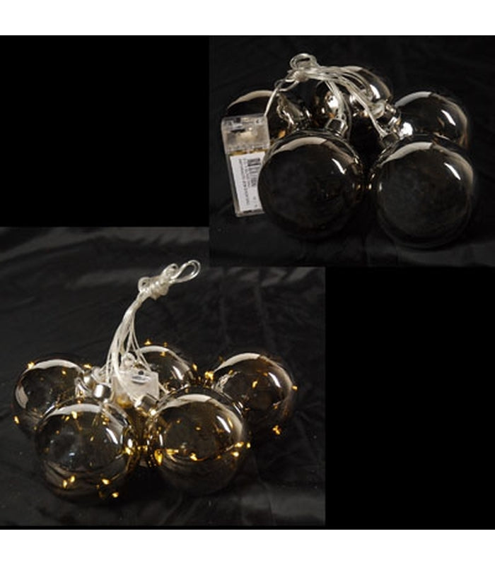 ΦΩΤΑΚΙΑ ΔΕΣΜΗ 5LED 5 ΓΥΑΛΙΝΕΣ ΜΠΑΛΕΣ 8CM ΑΝΘΡΑΚΙ ΖΕΣΤΟ ΛΕΥΚΟ ΑΠΟΣΤΑΣΗ 30CM