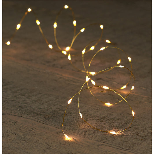 ΦΩΤΑΚΙΑ 40LED 6/18H TIMER ΧΡΥΣΟ ΣΥΡΜΑ 2M ΘΕΡΜΟ ΛΕΥΚΟ - 10CM LEADCABLE - 2X AA/IP20