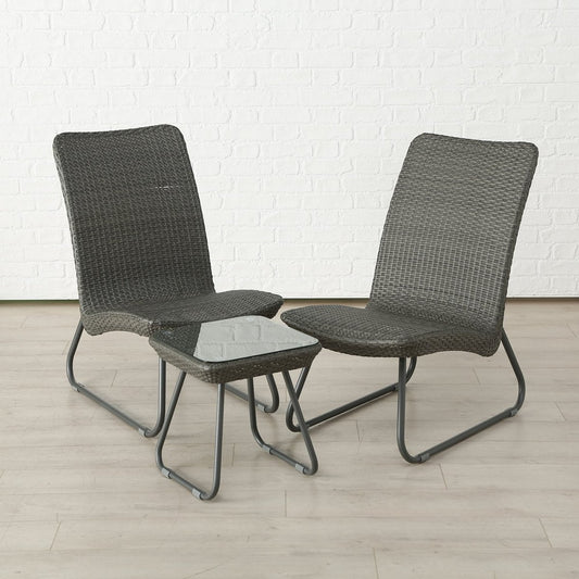 ΚΑΡΕΚΛΕΣ 2 ΜΕ ΤΡΑΠΕΖΙ set/3 Domingo 50X80X42-88 cm 40X40X50cm ΜΕΤΑΛΛΙΚΟ ΓΚΡΙ