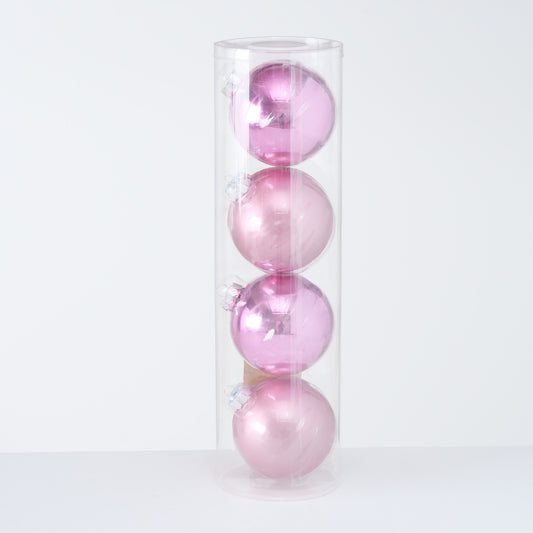 ΜΠΑΛΕΣ ΧΡΙΣΤΟΥΓ ΡΟΖ ΣΥΣΚΕΥΑΣΙΑ 4ΤΜΧ  Ball D10cm, Glass
