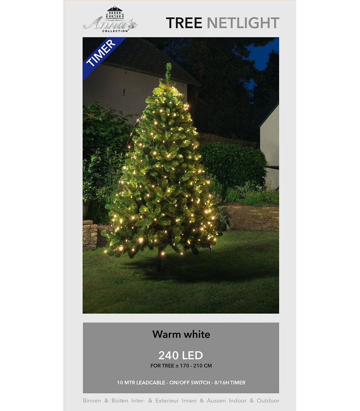 ΦΩΤΑΚΙΑ ΔΙΧΤΥ 1,7-2,1M TREE TIMER 240 LED ΘΕΡΜΟ ΛΕΥΚΟ - ΠΡΑΣΙΝΟ ΚΑΛΩΔΙΟ