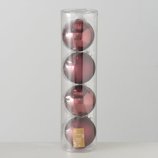 ΜΠΑΛΕΣ ΧΡΙΣΤΟΥΓ Dusky rose ΣΥΣΚΕΥΑΣΙΑ 4ΤΜΧ  Ball D10cm, ΓΥΑΛΙ