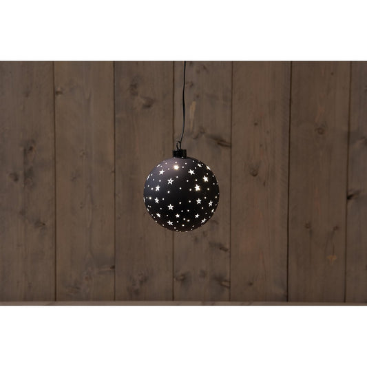 ΜΠΑΛΑ LED ΜΕ ΑΣΤΕΡΙΑ ΓΥΑΛΙ ΜΑΥΡΟ B.O. 12CM / ΘΕΡΜΟ ΛΕΥΚΟ 2XAAA /COLORBOX