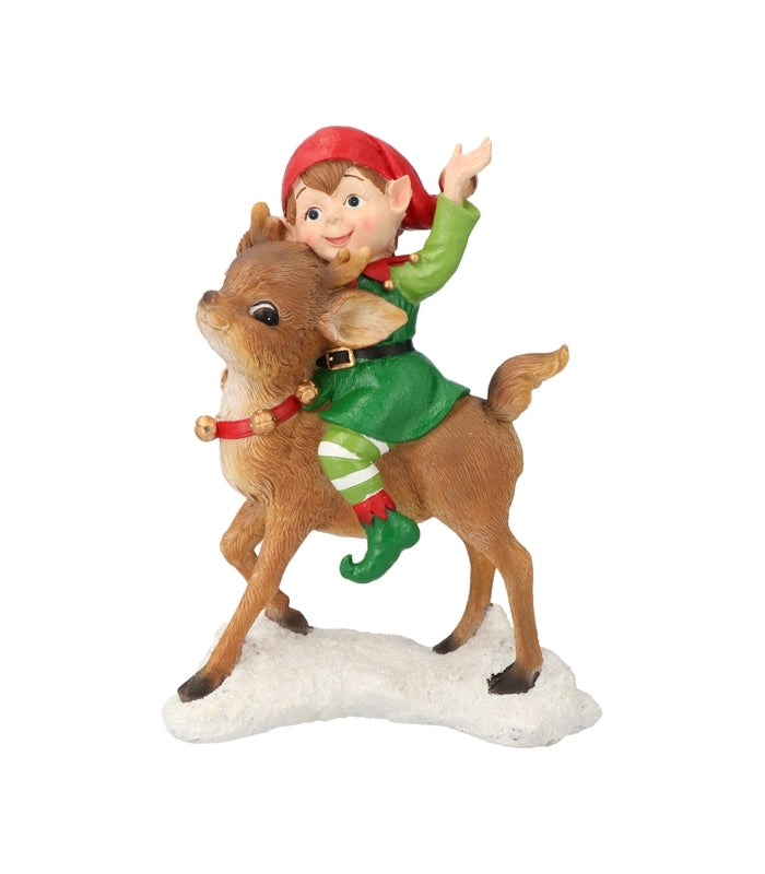 ΞΩΤΙΚΟ ΣΕ ΕΛΑΦΙ ΠΟΥ ΧΑΙΡΕΤΑΕΙ poly Red/Green-16,5x8,5x22,1cm    20-96-117