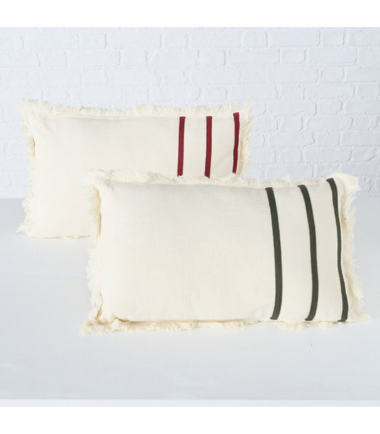 ΜΑΞΙΛΑΡΙ 2/ass Samora 50X30cm  ΚΡΕΜ ΜΕ ΡΙΓΕΣ ΚΟΚΚΙΝΟ/ΜΑΥΡΟ Cotton 100%